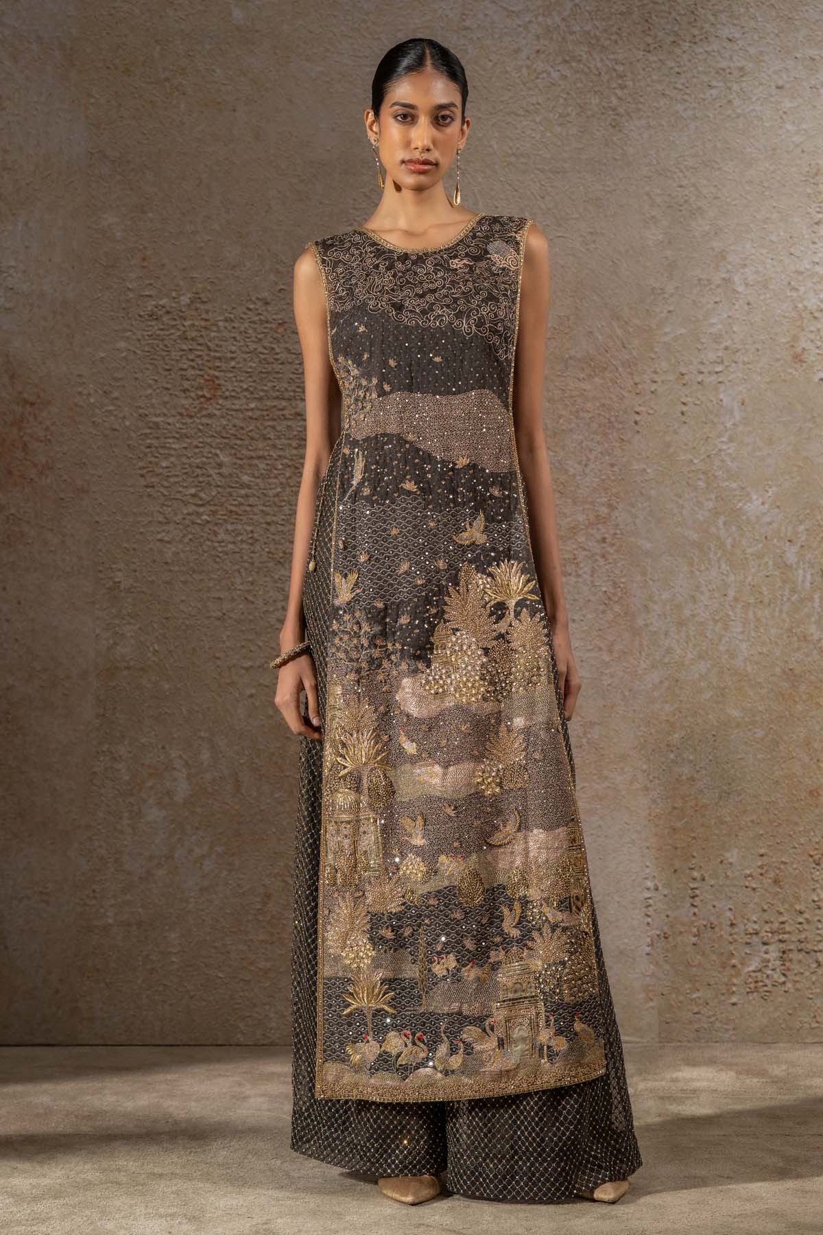 Tarun Tahiliani Embellished Pichwai Jumpsuit indian designer wear online shopping melange singapore 