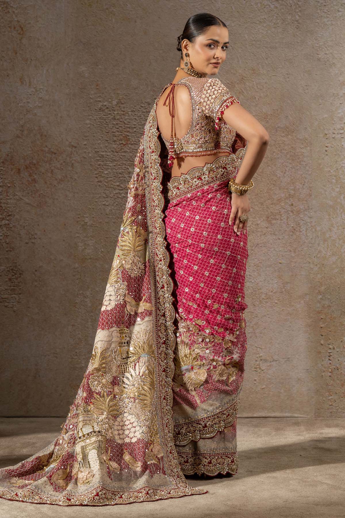 Tarun Tahiliani Embellished Signature Pichwai Saree indian designer wear online shopping melange singapore 
