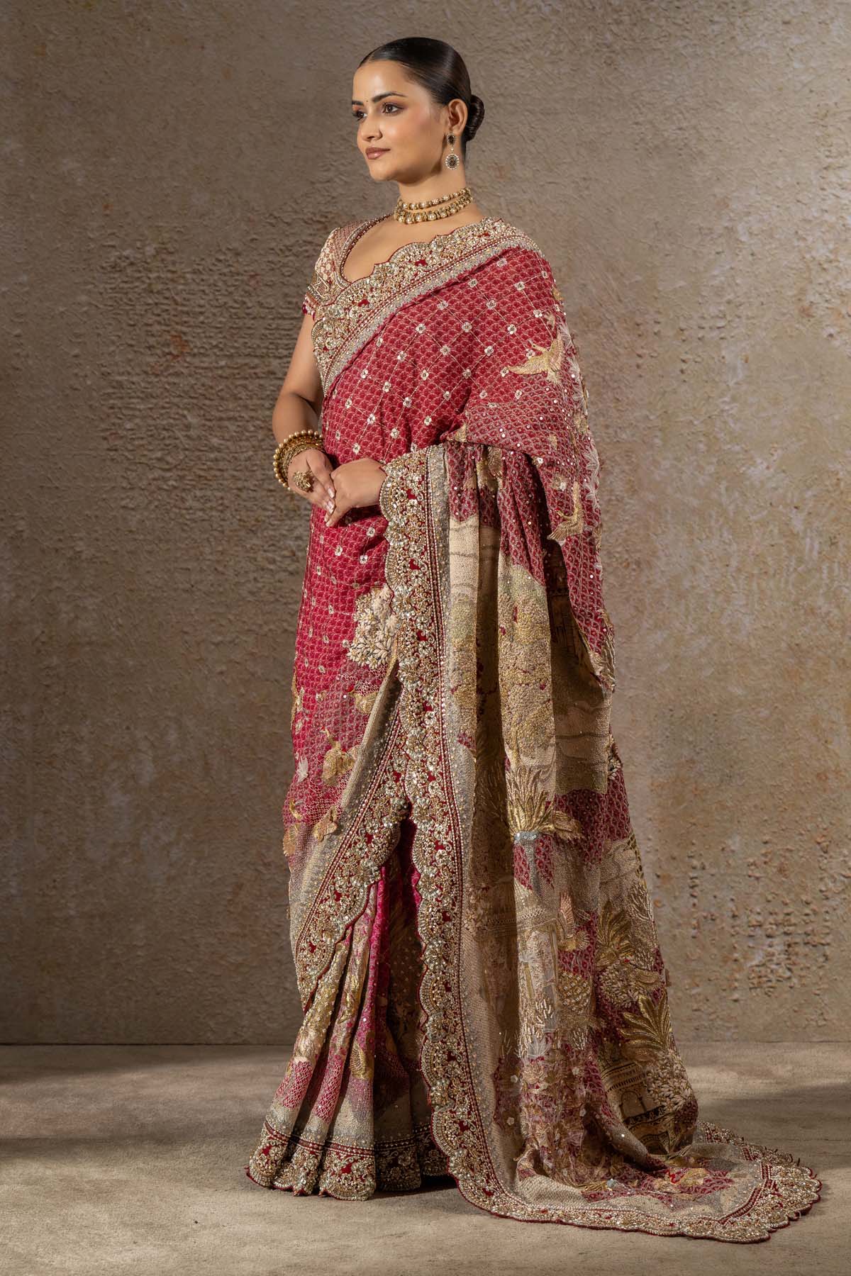 Tarun Tahiliani Embellished Signature Pichwai Saree indian designer wear online shopping melange singapore 
