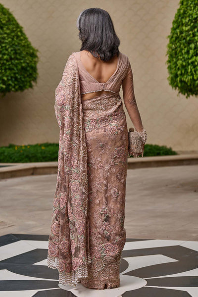 Tarun Tahiliani Embroidered French Lace Saree indian designer wear online shopping melange singapore 