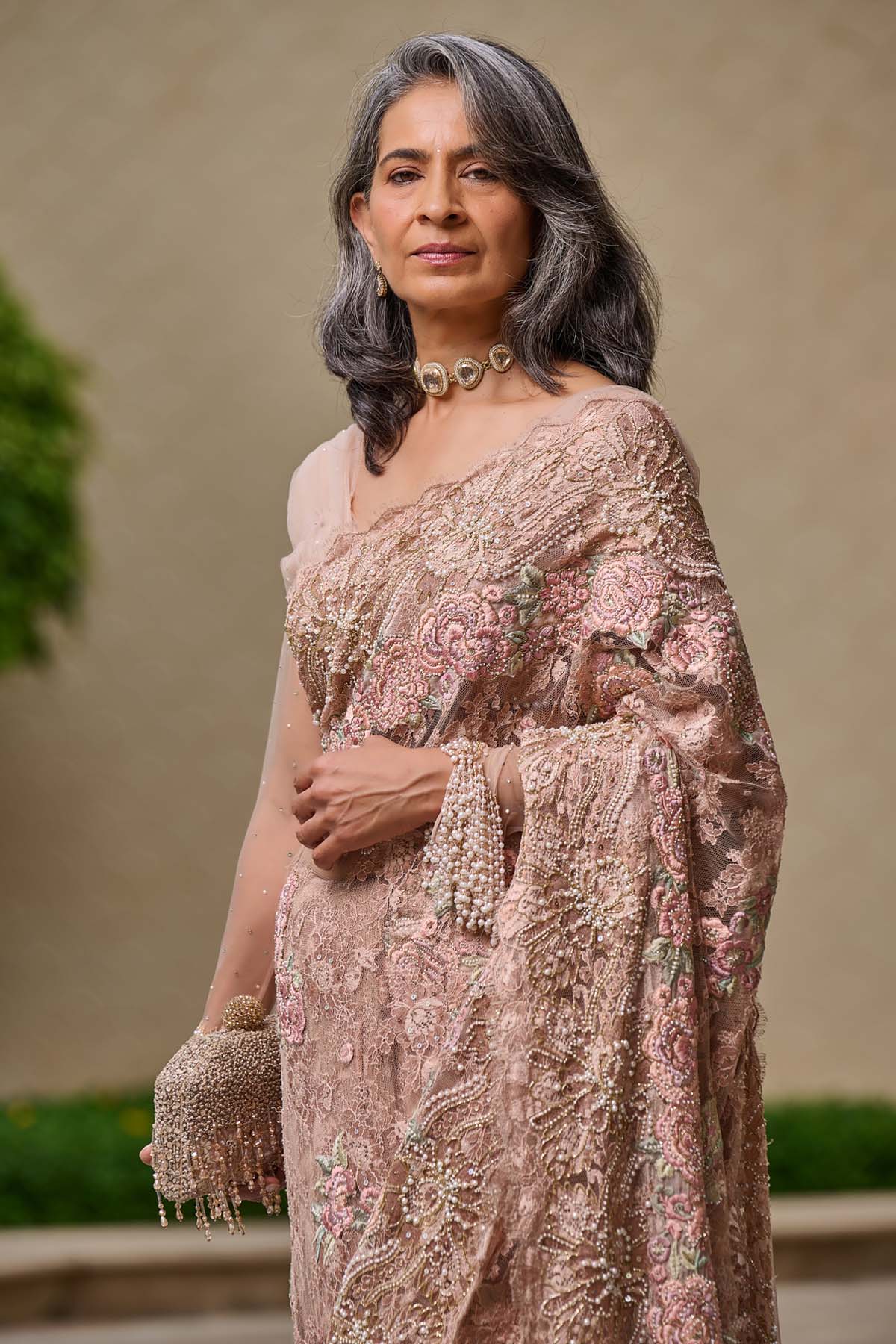 Tarun Tahiliani Embroidered French Lace Saree indian designer wear online shopping melange singapore 