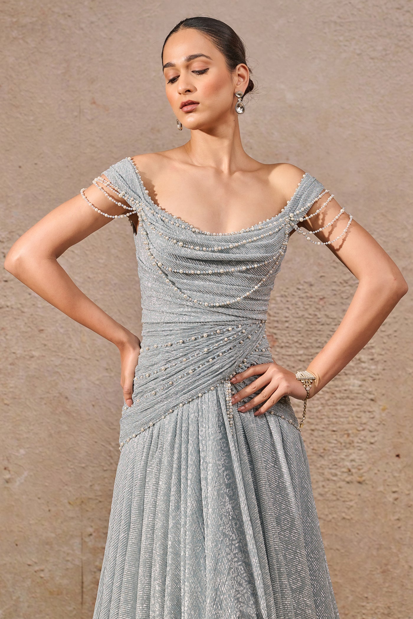 Tarun Tahiliani Fit And Flare Mermaid Gown indian designer wear online shopping melange singapore
