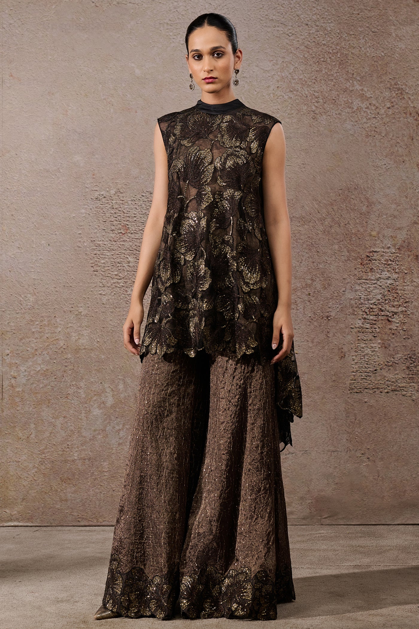 Tarun Tahiliani Floral Overlap Sharara Set Indian designer wear online shopping melange singapore