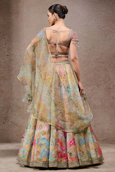 Tarun Tahiliani Floral Printed Lehenga With Scarf indian designer wear online shopping melange singapore 
