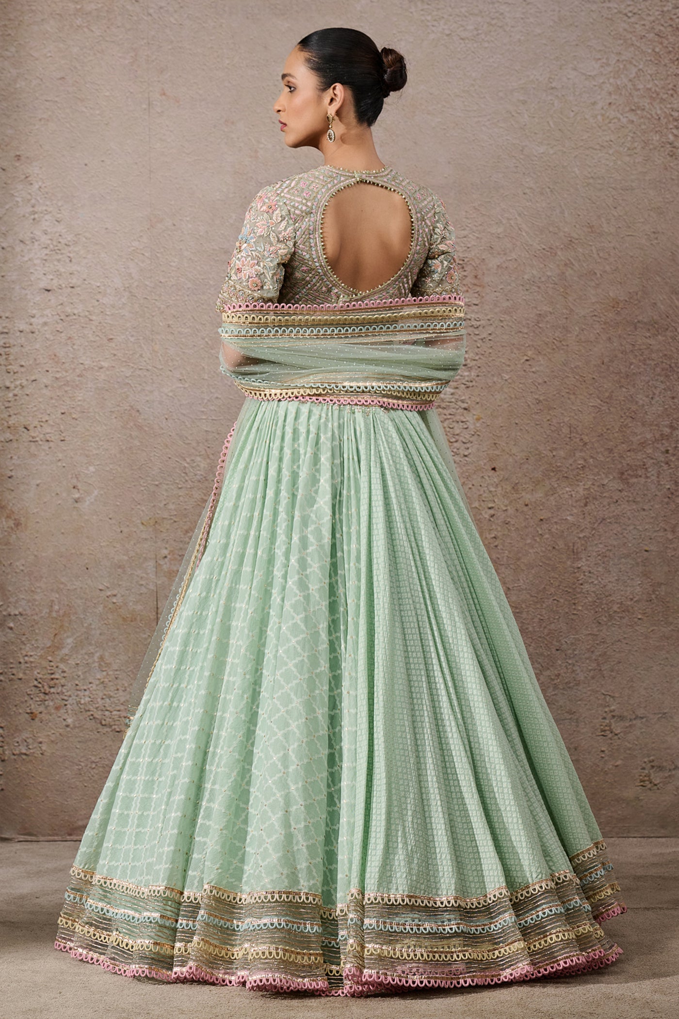 Tarun Tahiliani Floral Textile Lehenga Set Indian designer wear online shopping melange singapore