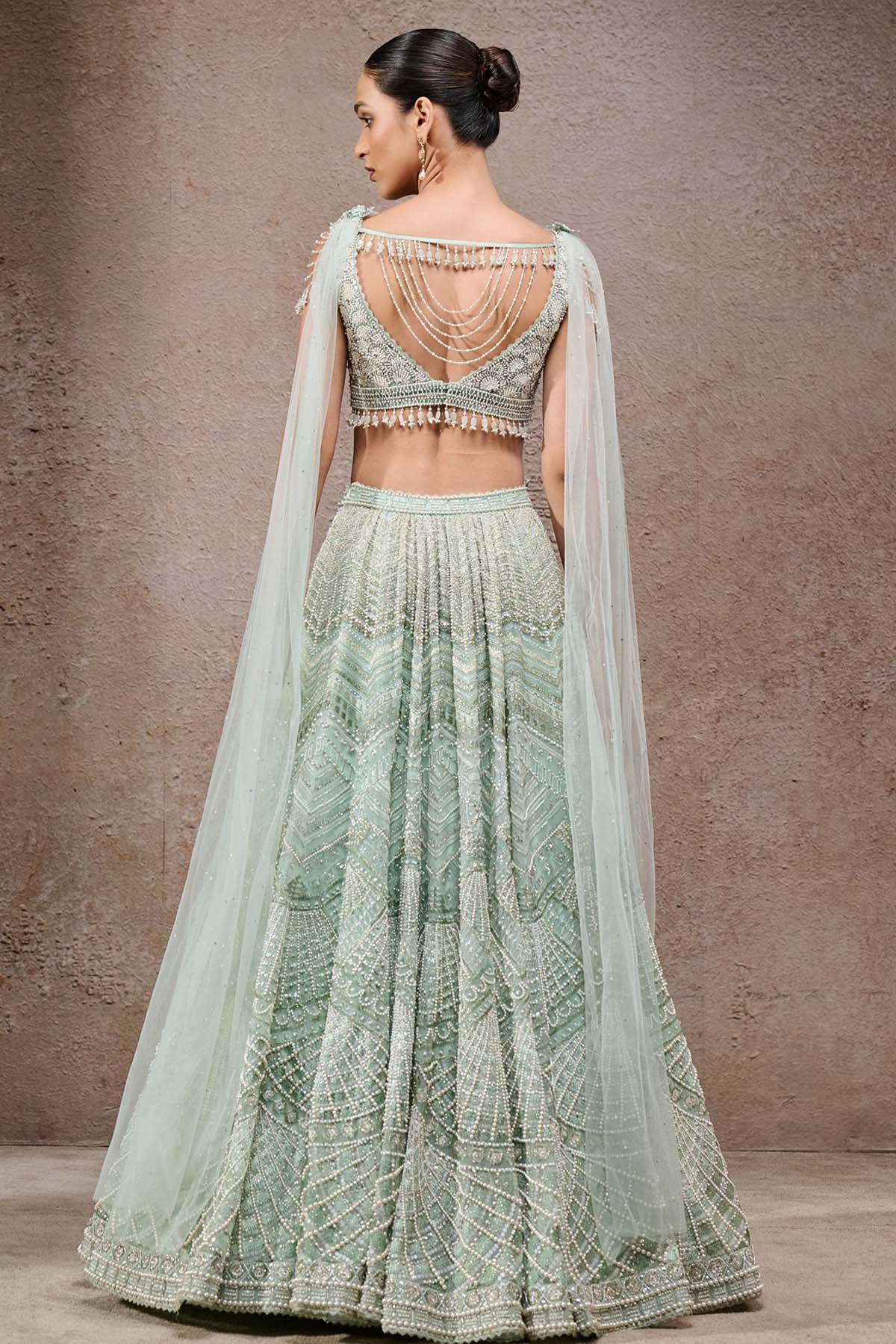 Tarun Tahiliani Geometric Embroidered Lehenga With Drape  indian designer wear online shopping melange singapore 