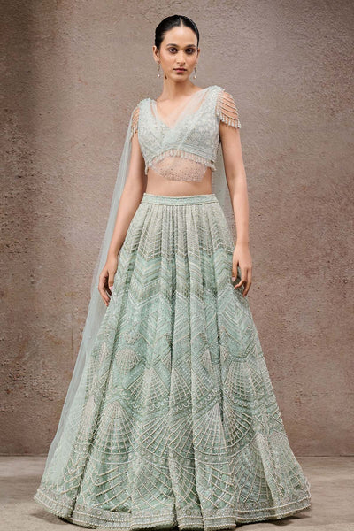 Tarun Tahiliani Geometric Embroidered Lehenga With Drape  indian designer wear online shopping melange singapore 