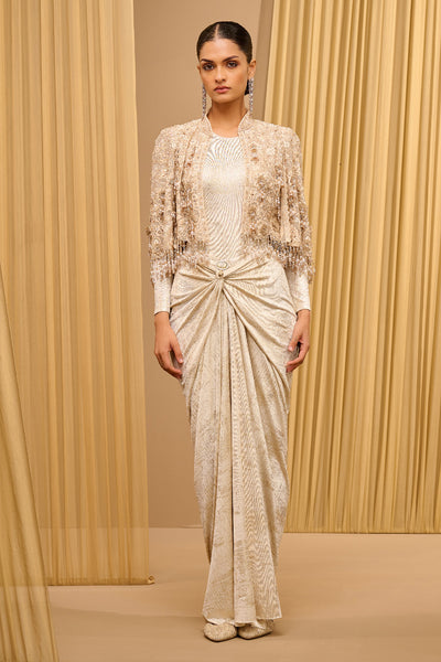 Tarun Tahiliani Hand-Embroidered Cape indian designer wear online shopping melange singapore