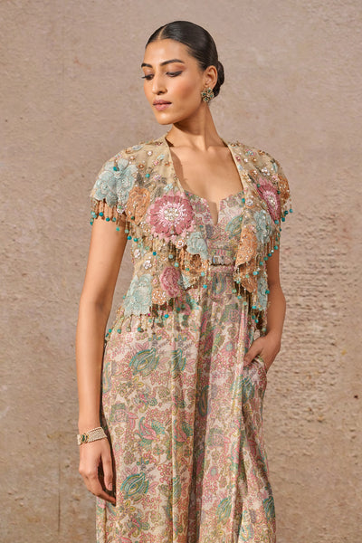 Tarun Tahiliani Hand-Embroidered Floral Jacket And Jumpsuit Set indian designer wear online shopping melange singapore