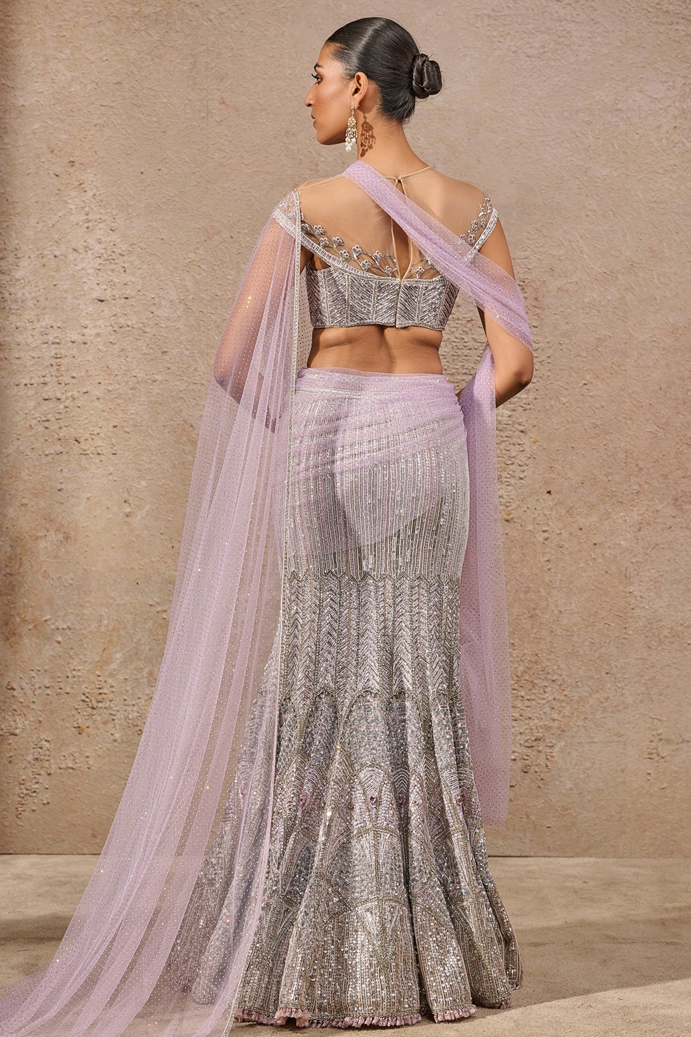 Tarun Tahiliani Hand-Embroidered Sequin Fishtail Skirt And Corset Set indian designer wear online shopping melange singapore