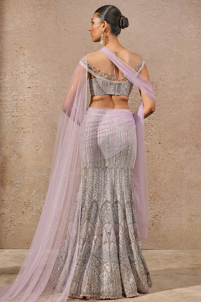 Tarun Tahiliani Hand-Embroidered Sequin Fishtail Skirt And Corset Set indian designer wear online shopping melange singapore