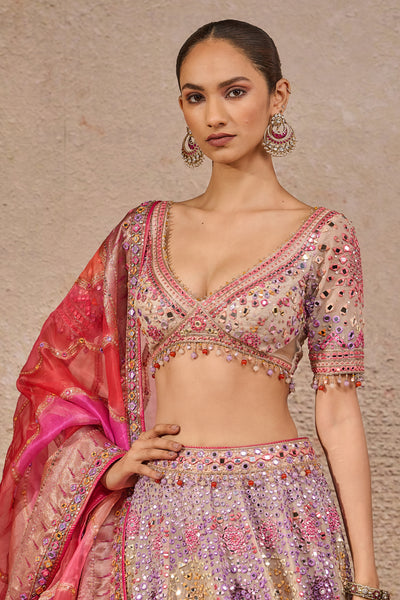 Tarun Tahiliani Hand-embroidered Mirror Work Lehenga Multi indian designer wear online shopping melange singapore