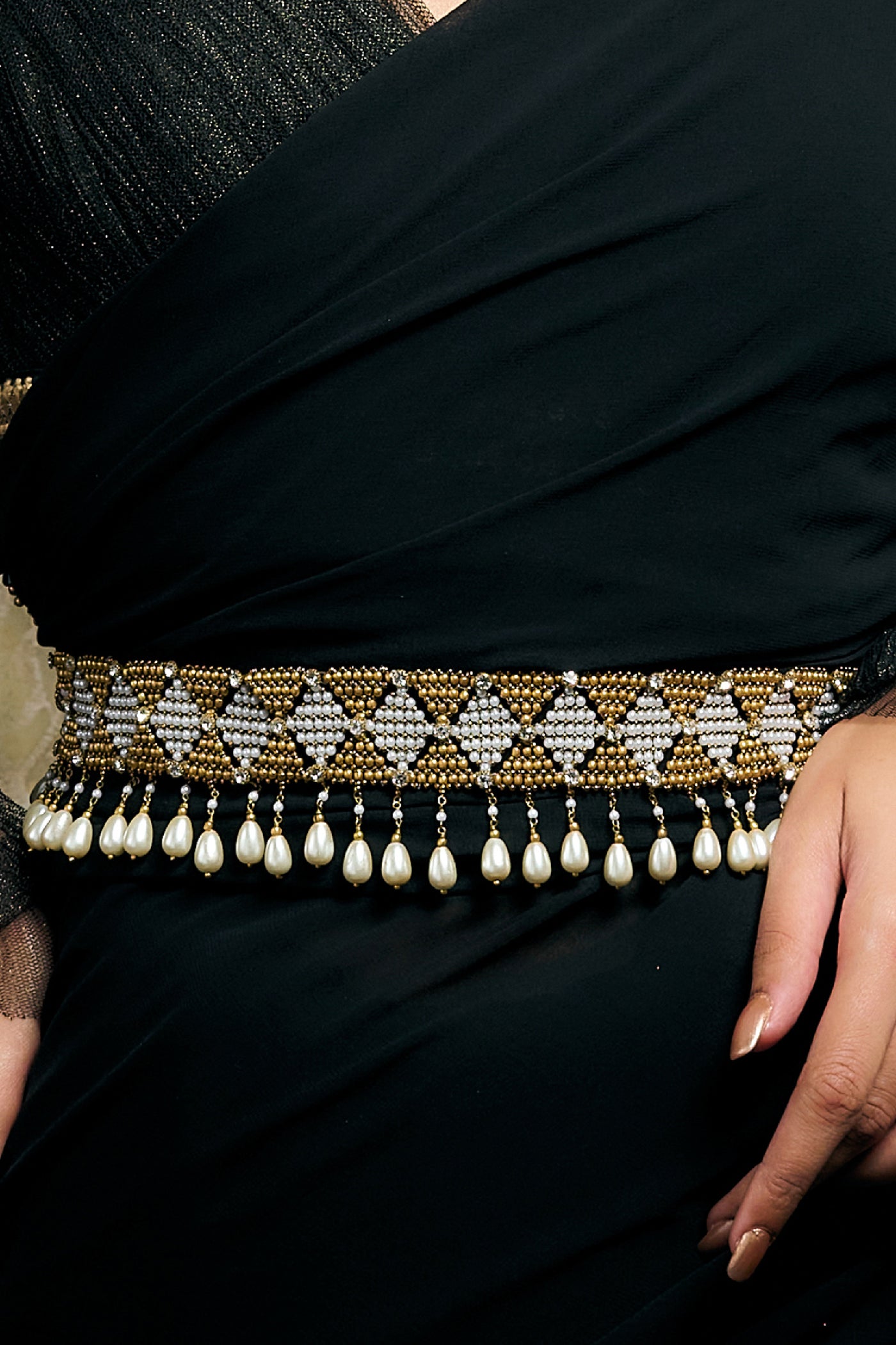 Tarun Tahiliani Accessories Hand Crafted Mesh Belt Indian designer wear online shopping melange singapore
