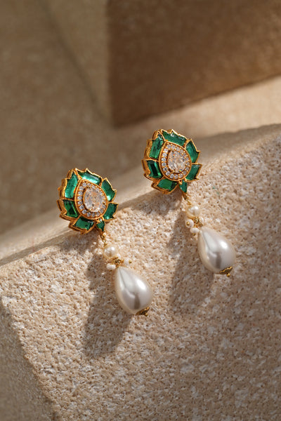Tarun Tahiliani Jewellery Ruby Floral Earring indian designer wear online shopping melange singapore