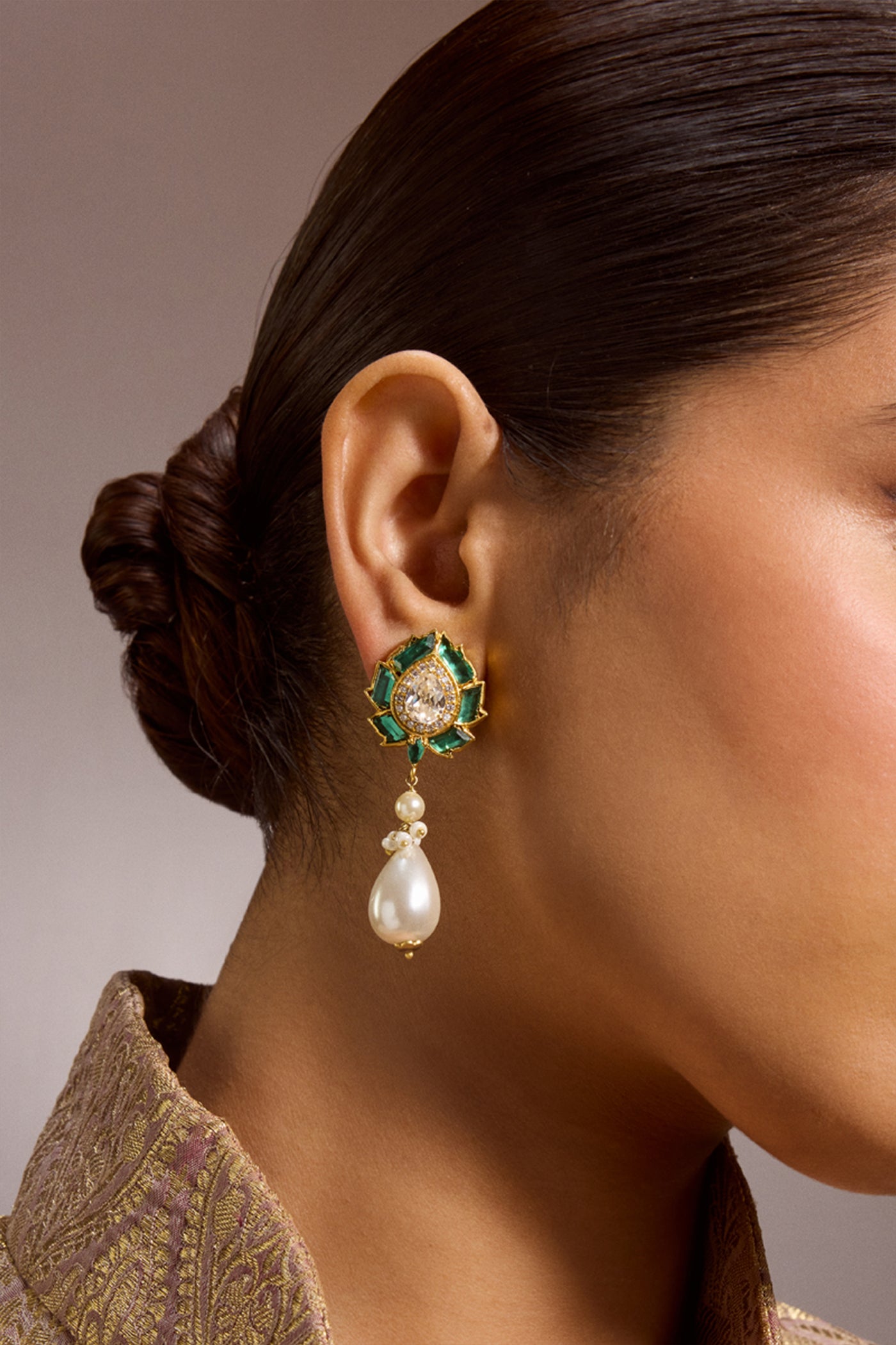 Tarun Tahiliani Jewellery Ruby Floral Earring indian designer wear online shopping melange singapore