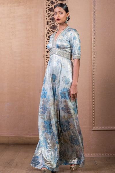 Tarun Tahiliani Jumpsuit Blue Green indian designer wear online shopping melange singapore