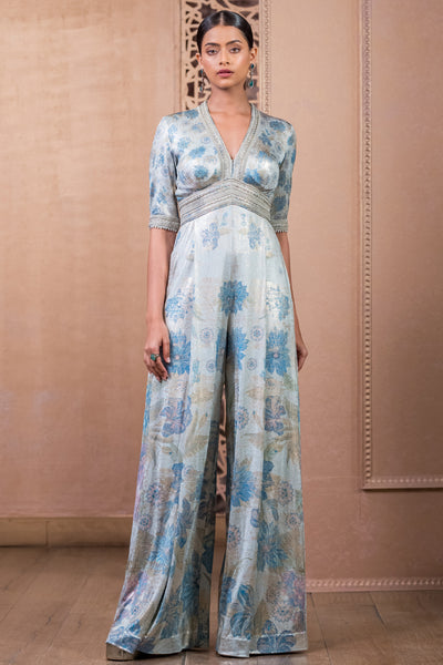 Tarun Tahiliani Jumpsuit Blue Green indian designer wear online shopping melange singapore