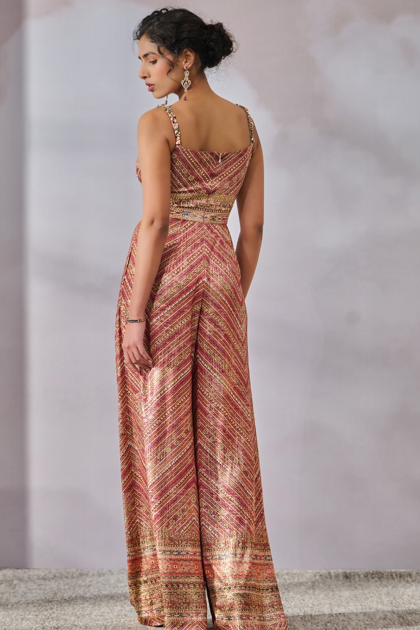 Tarun Tahiliani Jumpsuit Brick Red indian designer wear online shopping melange singapore