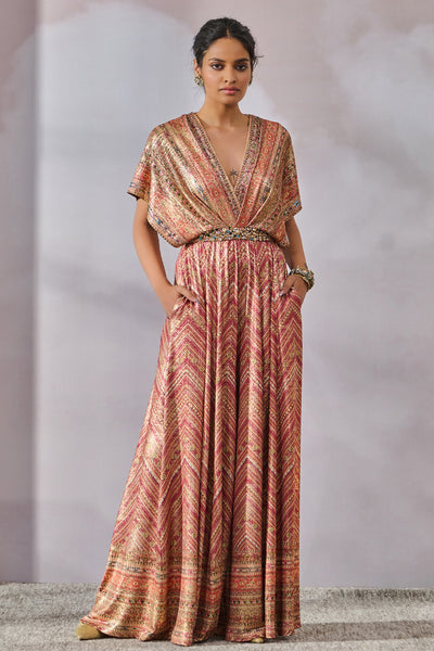 Tarun Tahiliani Jumpsuit Brick Redi indian designer wear online shopping melange singapore