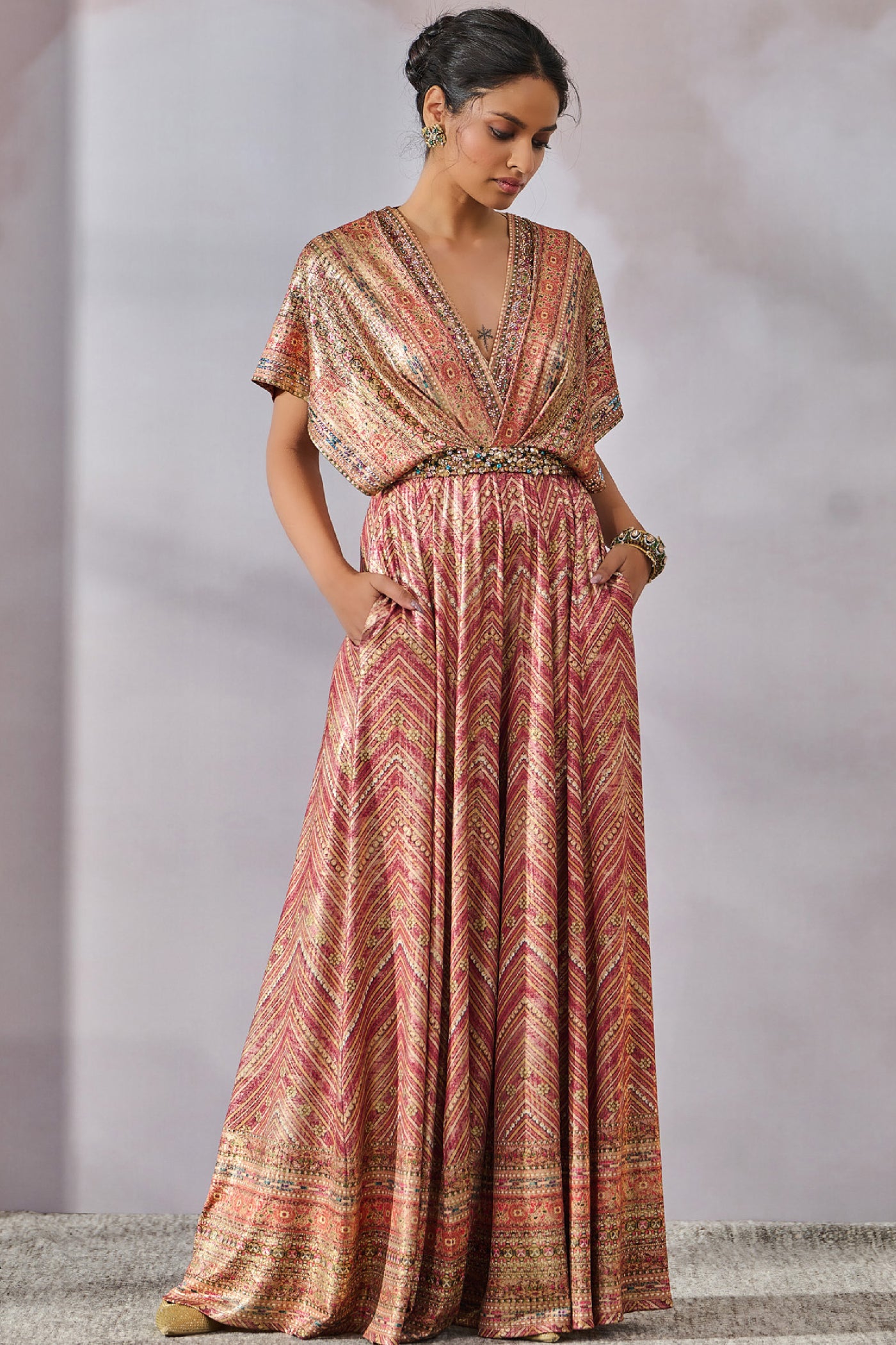 Tarun Tahiliani Jumpsuit Brick Redi indian designer wear online shopping melange singapore