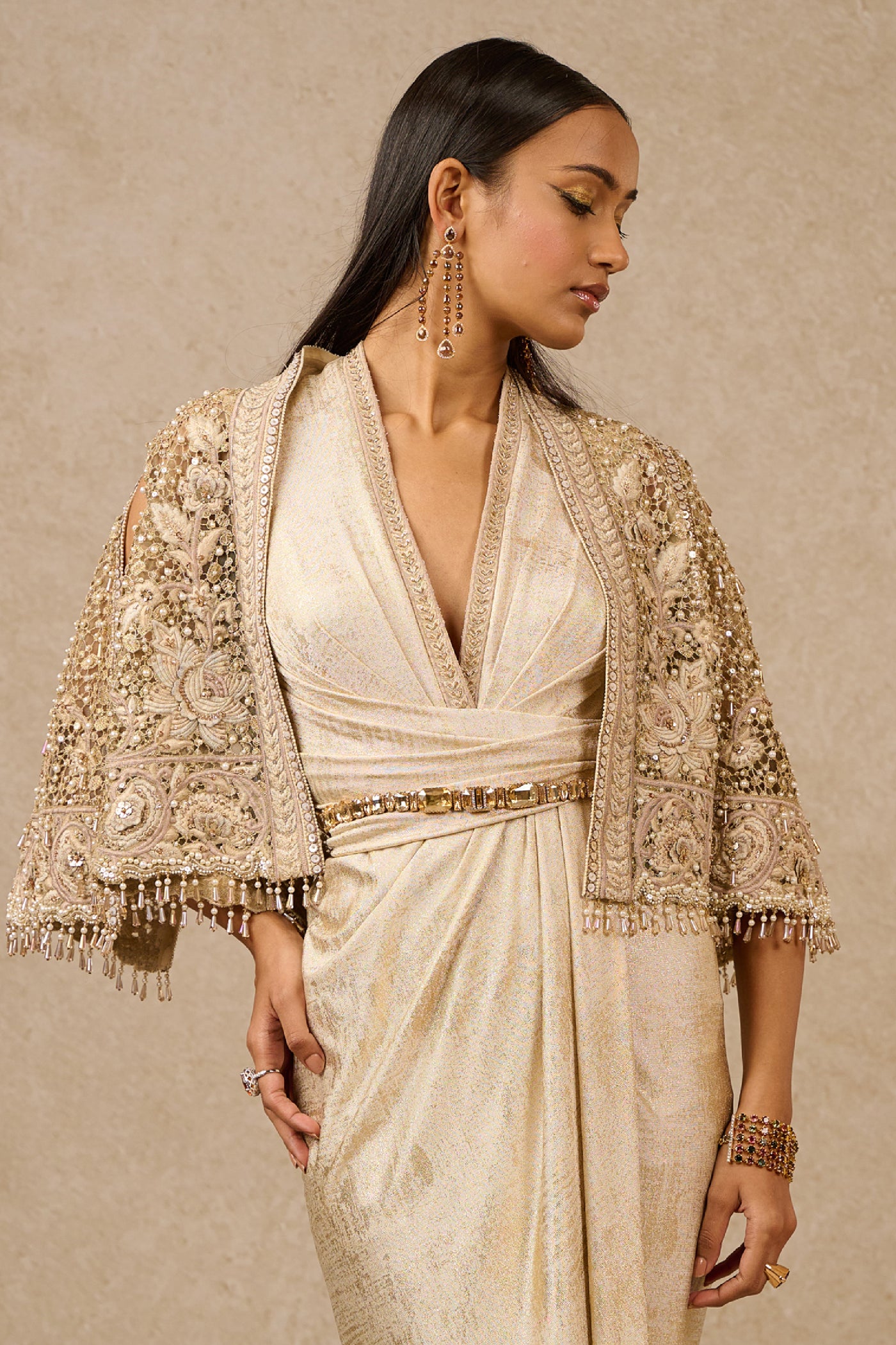Tarun Tahiliani Cape Dress indian designer wear online shopping melange singapore