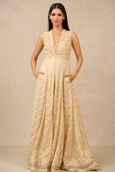 Tarun Tahiliani Jumpsuit Ivory Gold indian designer wear online shopping melange singapore