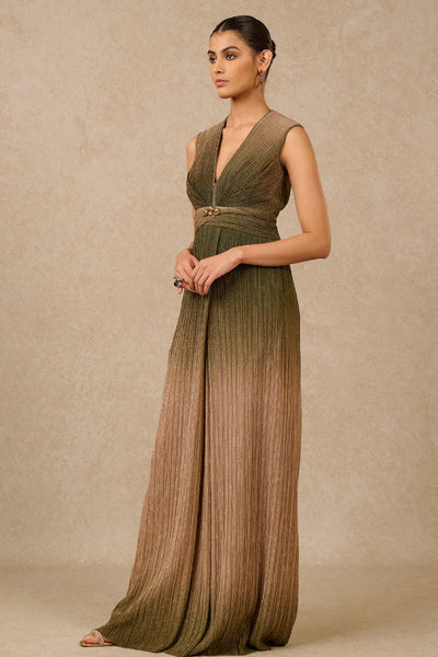 Tarun Tahiliani Jumpsuit Olive Ombre indian designer wear online shopping melange singapore