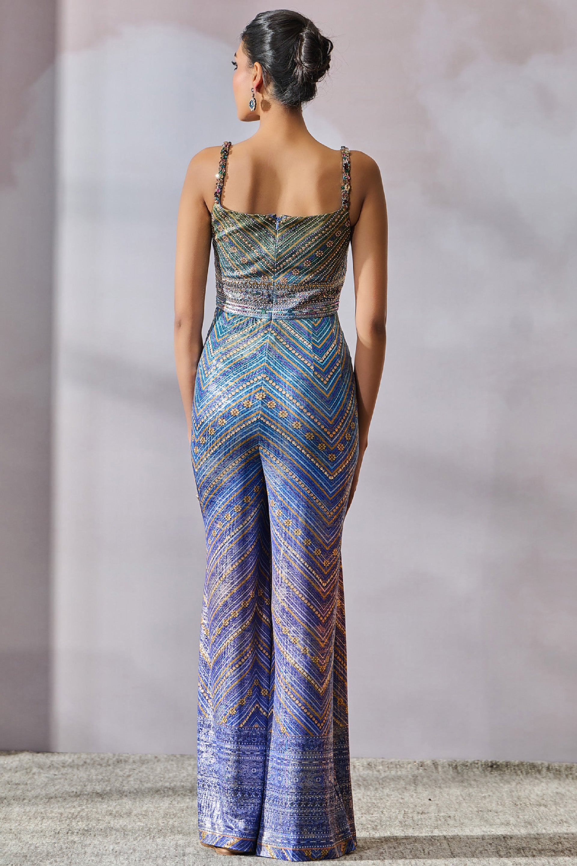 Tarun Tahiliani Jumpsuit Peacock indian designer wear online shopping melange singapore