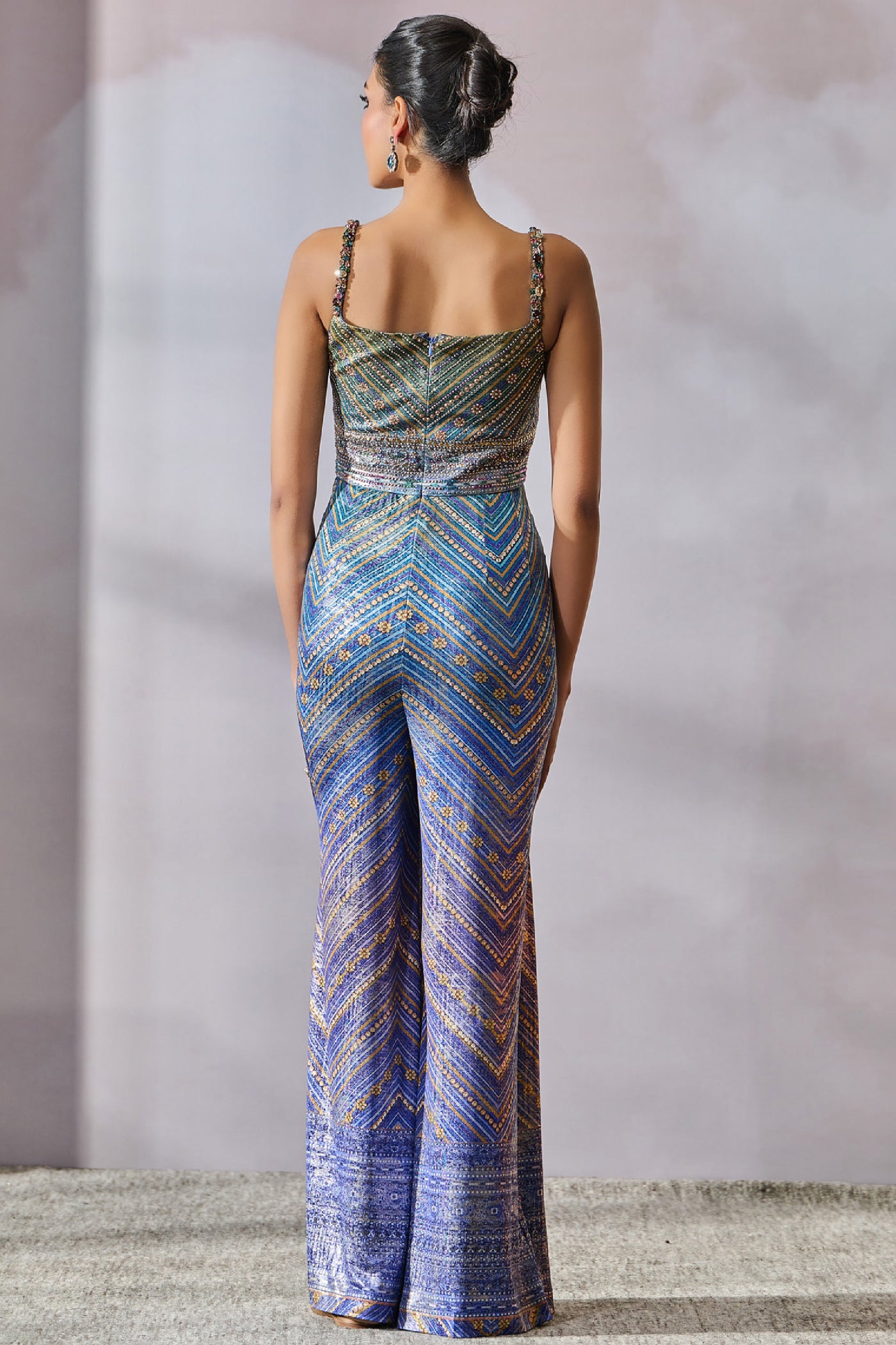 Tarun Tahiliani Jumpsuit Peacock indian designer wear online shopping melange singapore