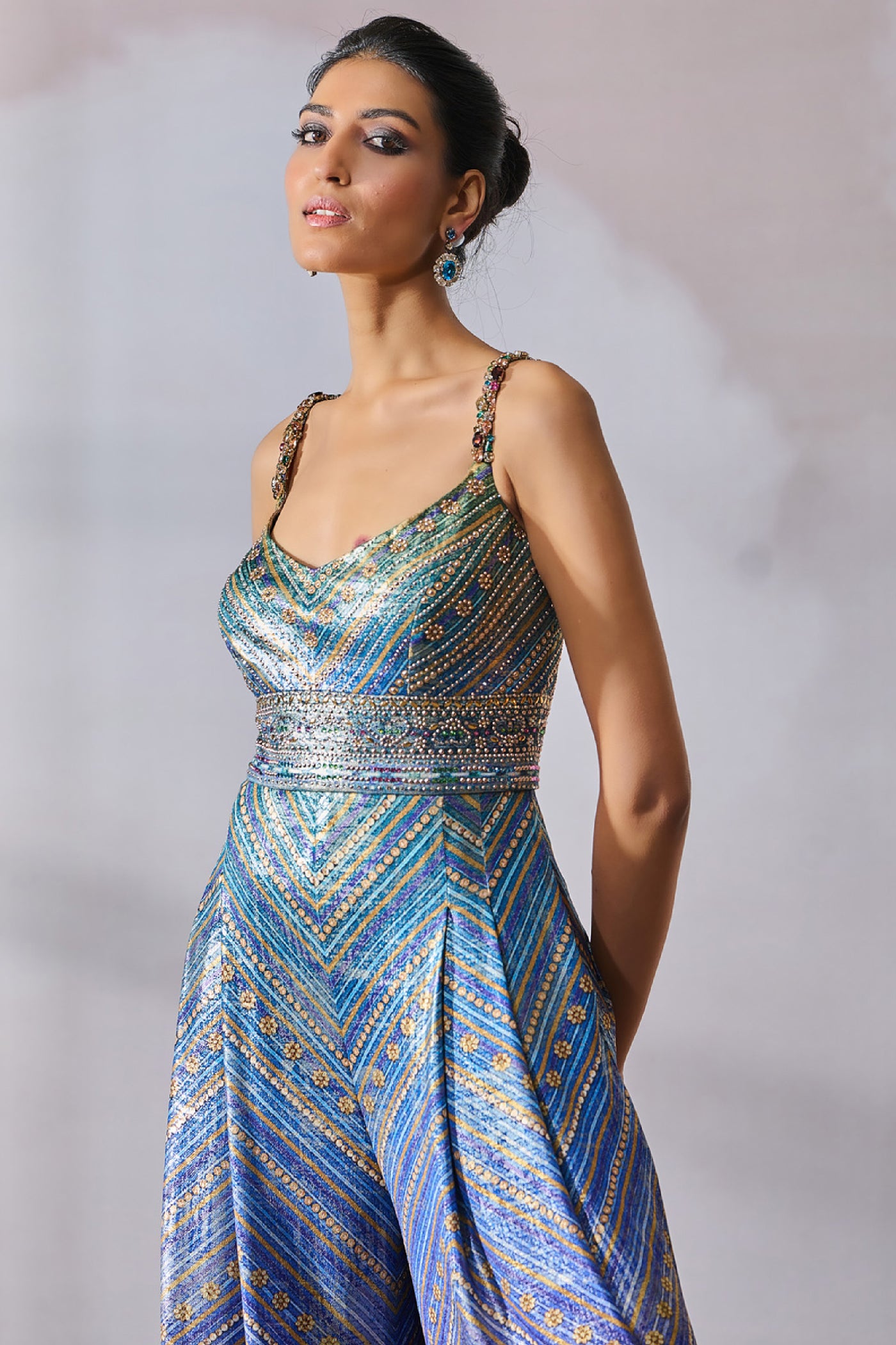 Tarun Tahiliani Jumpsuit Peacock indian designer wear online shopping melange singapore