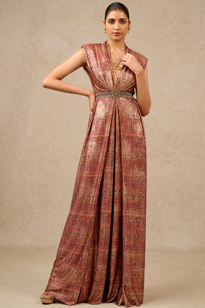 Tarun Tahiliani Jumpsuit Wine indian designer wear online shopping melange singapore