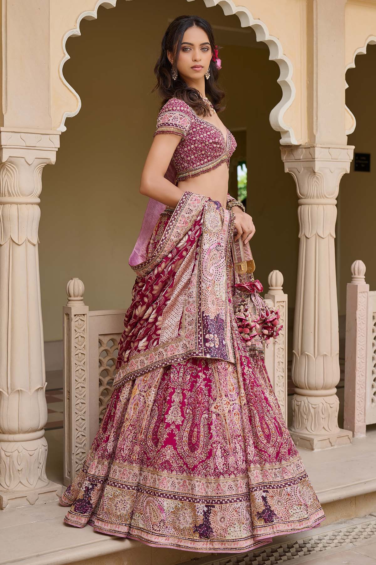 Tarun Tahiliani Kashida Embroidered Kalidar Lehenga indian designer wear online shopping melange singapore 