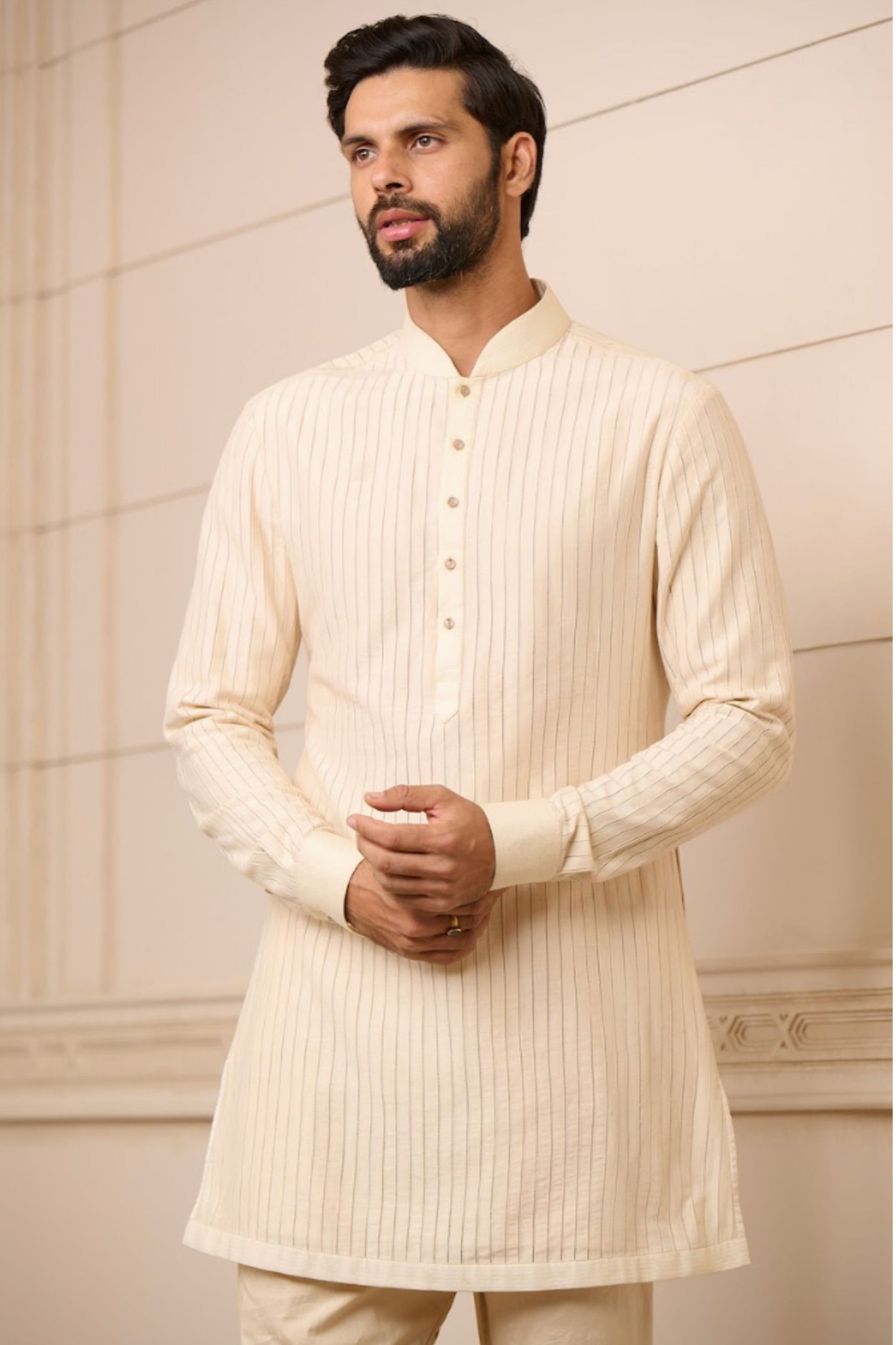 Tarun Tahiliani Menswear Kurta and Churidar Ivory indian designer wear online shopping melange singapore