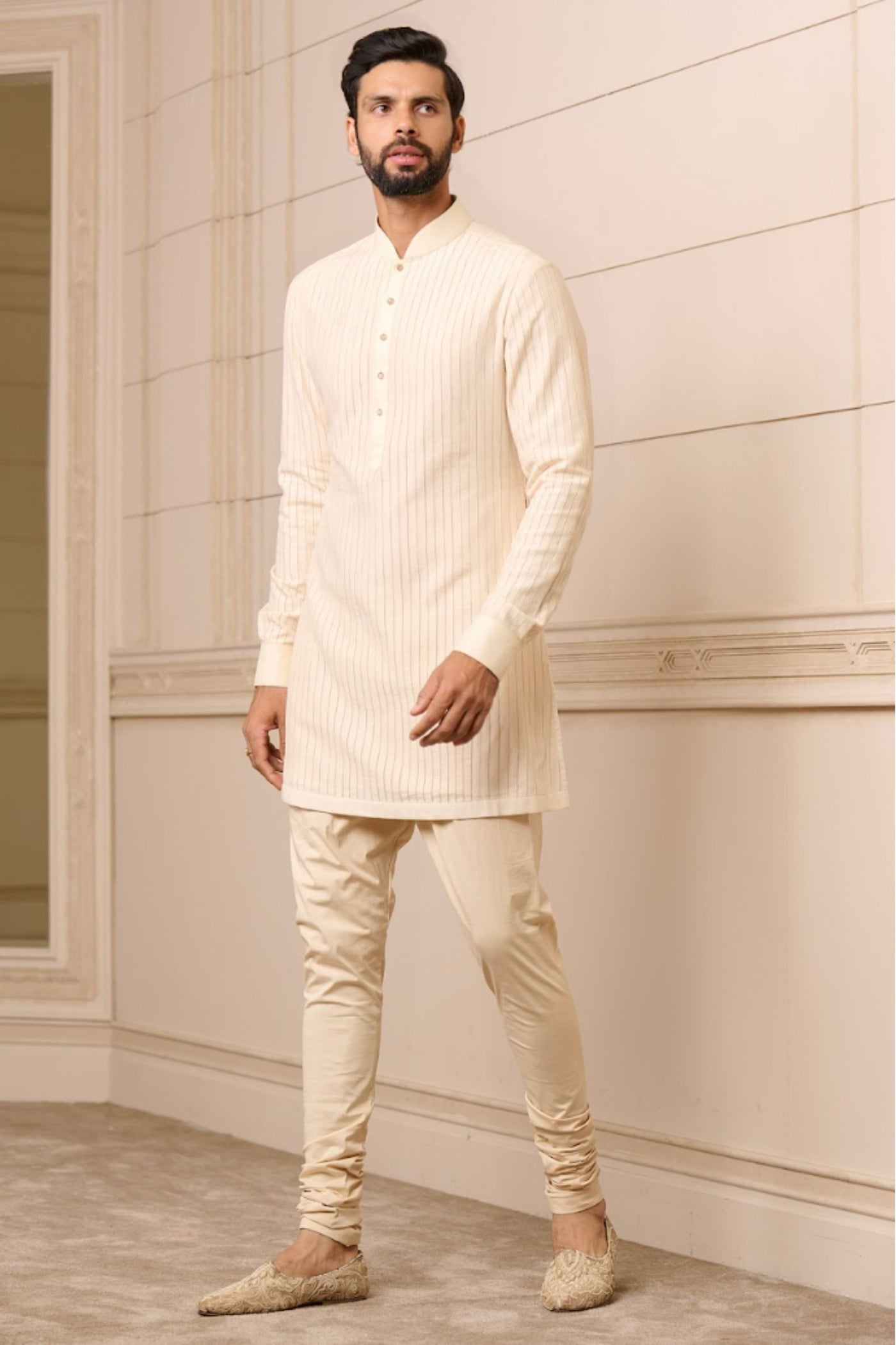 Tarun Tahiliani Menswear Kurta and Churidar Ivory indian designer wear online shopping melange singapore