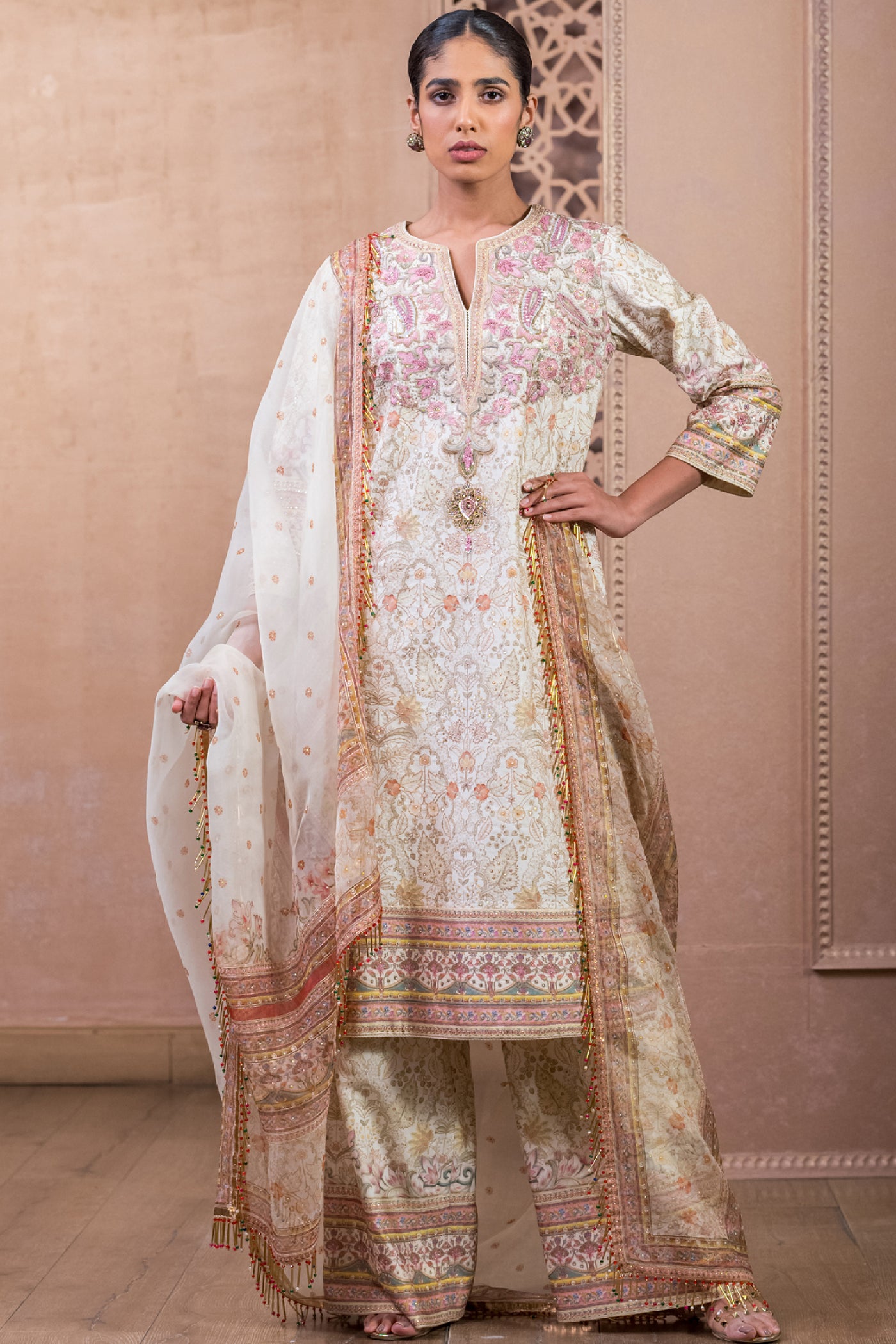 Tarun Tahiliani Kurta With Trousers and Dupatta indian designer wear online shopping melange singapore