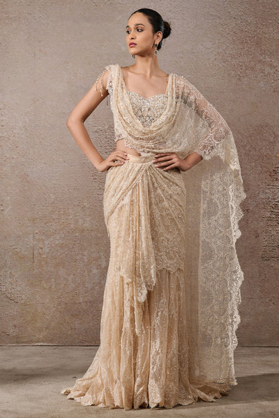Tarun Tahiliani Lace Concept Saree Indian designer wear online shopping melange singapore