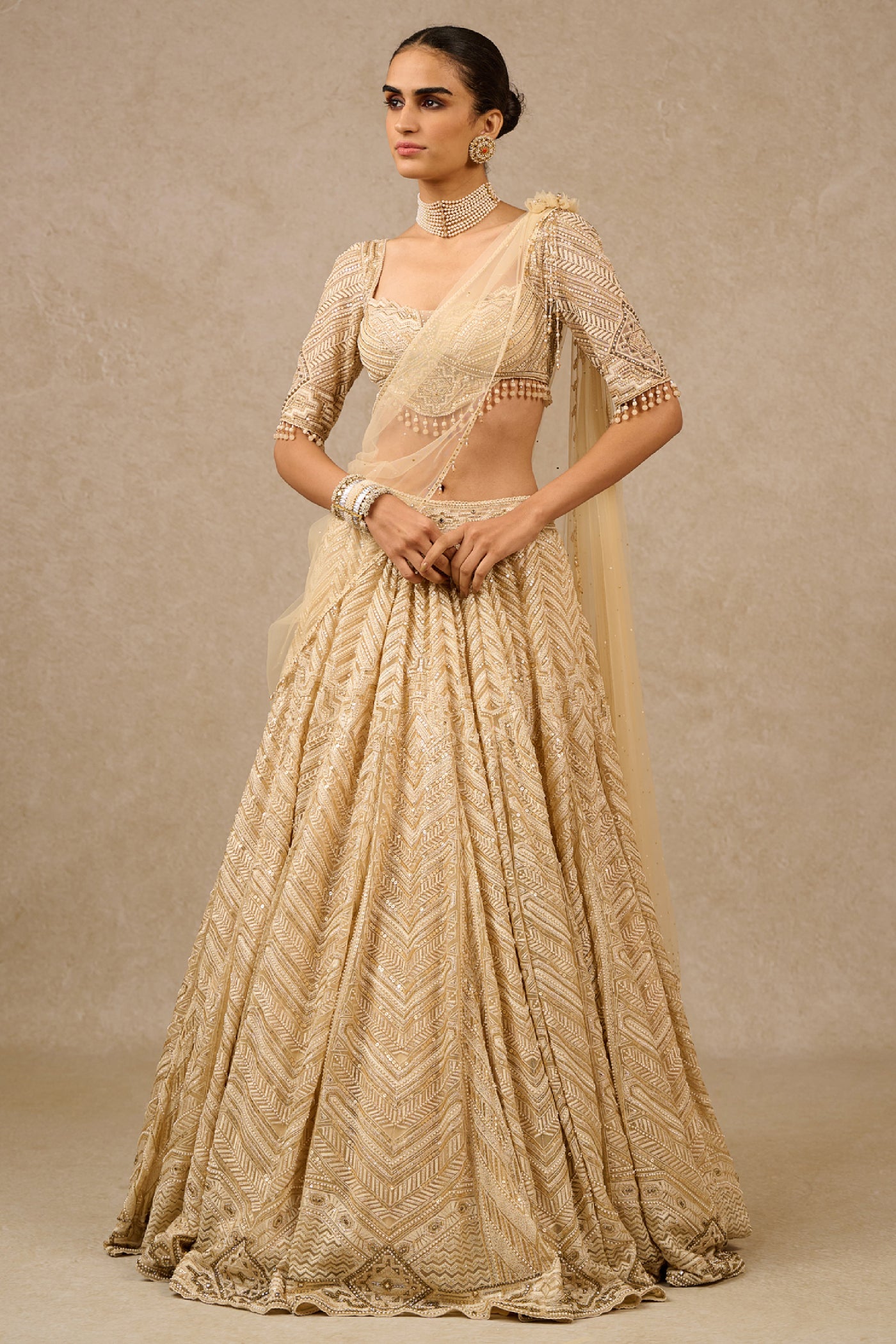 Tarun Tahiliani Lehenga Blouse Drape indian designer wear online shopping melange singapore