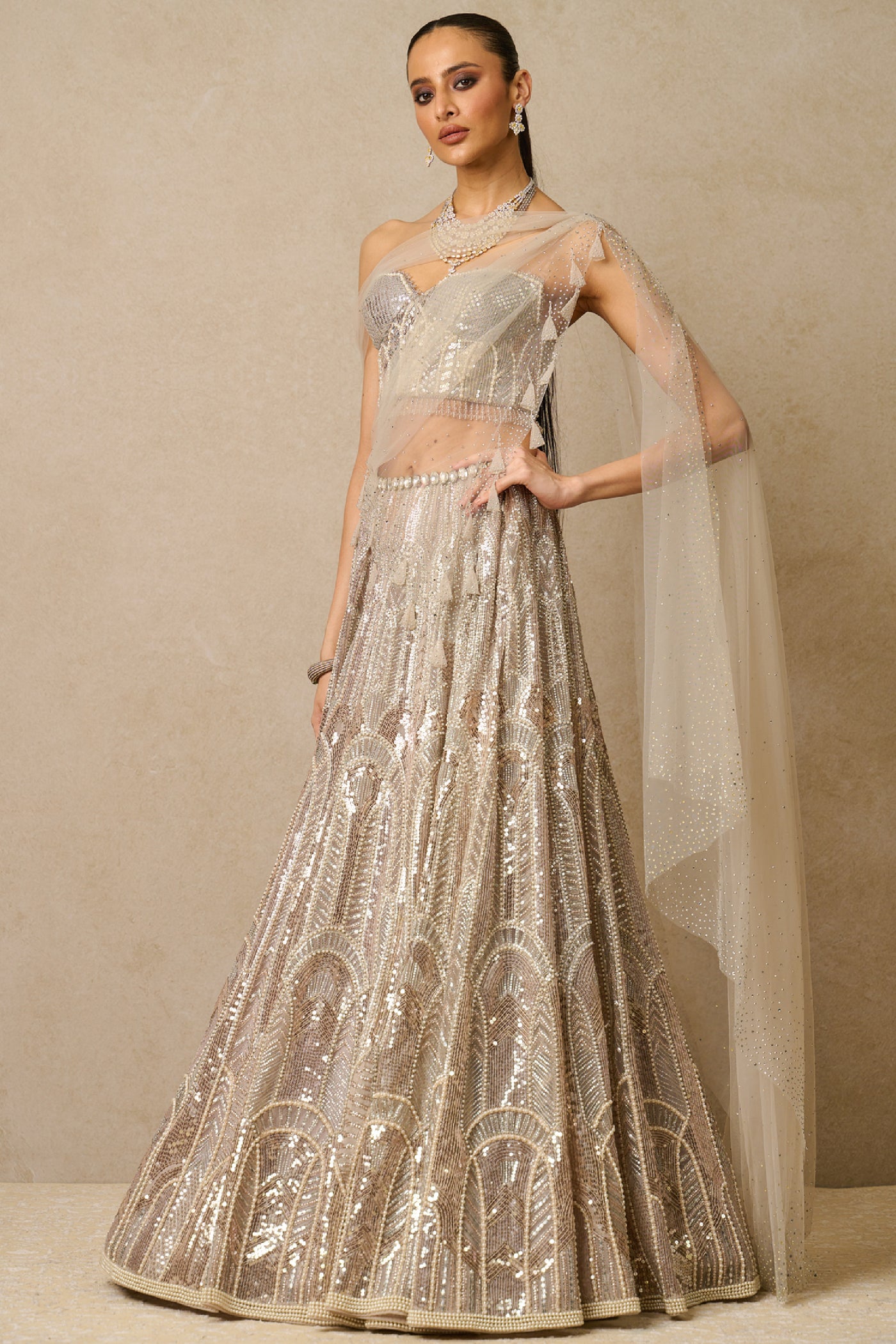 Tarun Tahiliani Lehenga Blouse Drape indian designer wear online shopping melange singapore