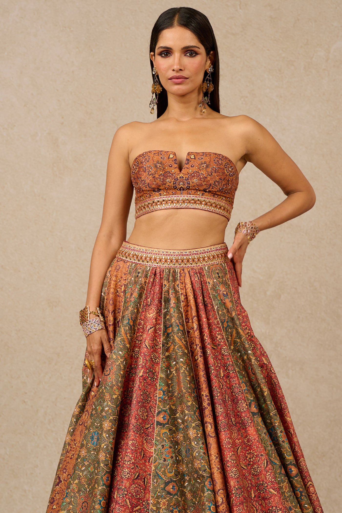 Tarun Tahiliani Lehenga Blouse Dupatta Multi designer wear online shopping melange singapore