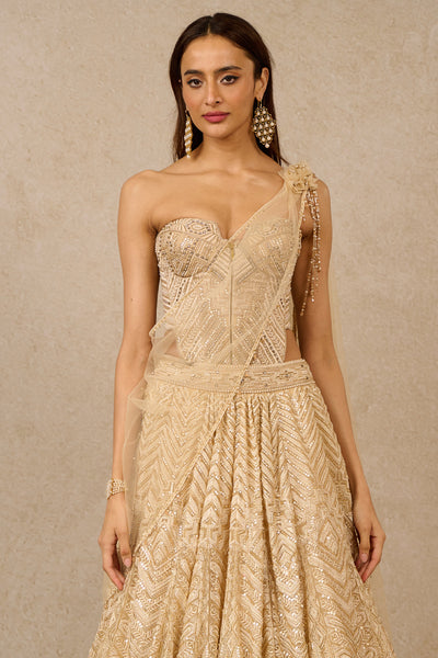 Tarun Tahiliani Lehenga Corset Drape  indian designer wear online shopping melange singapore