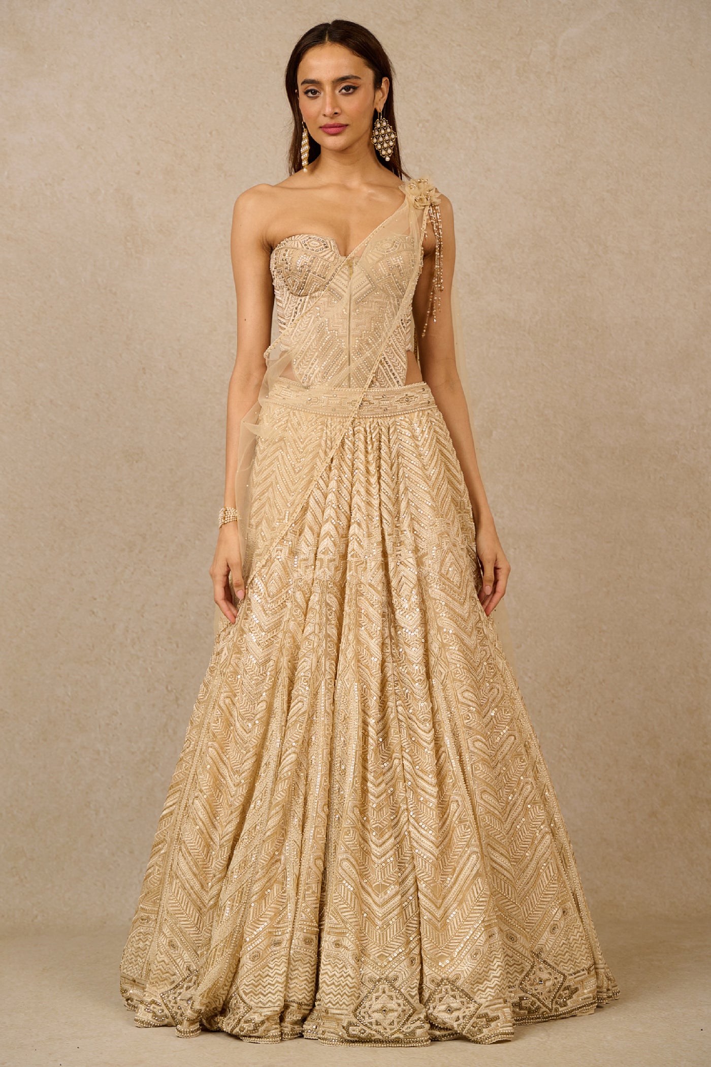 Tarun Tahiliani Lehenga Corset Drape  indian designer wear online shopping melange singapore