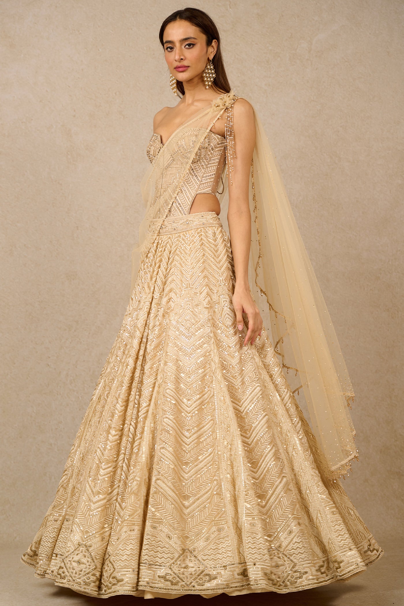 Tarun Tahiliani Lehenga Corset Drape  indian designer wear online shopping melange singapore