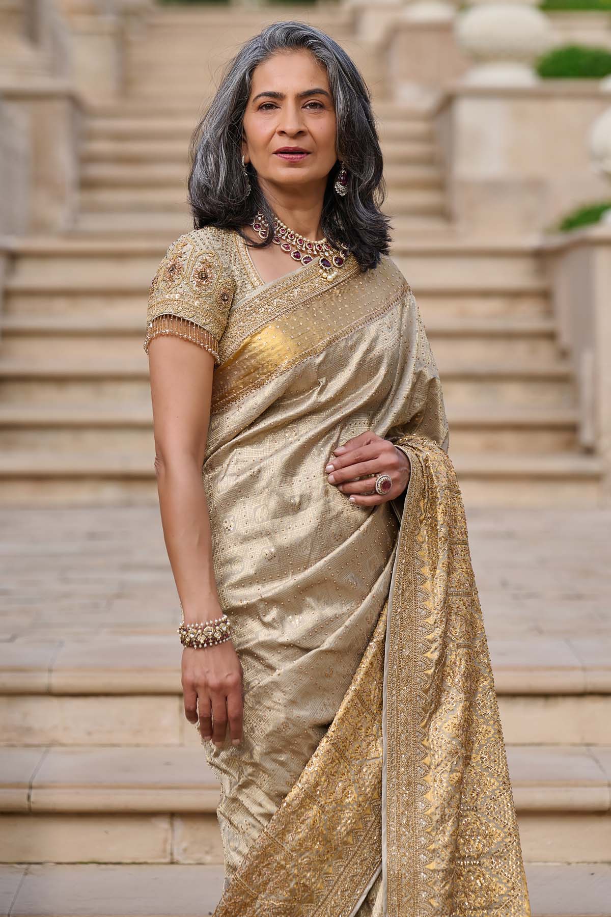 Tarun Tahiliani Marori Embroidered Kanjivaram Saree indian designer wear online shopping melange singapore 
