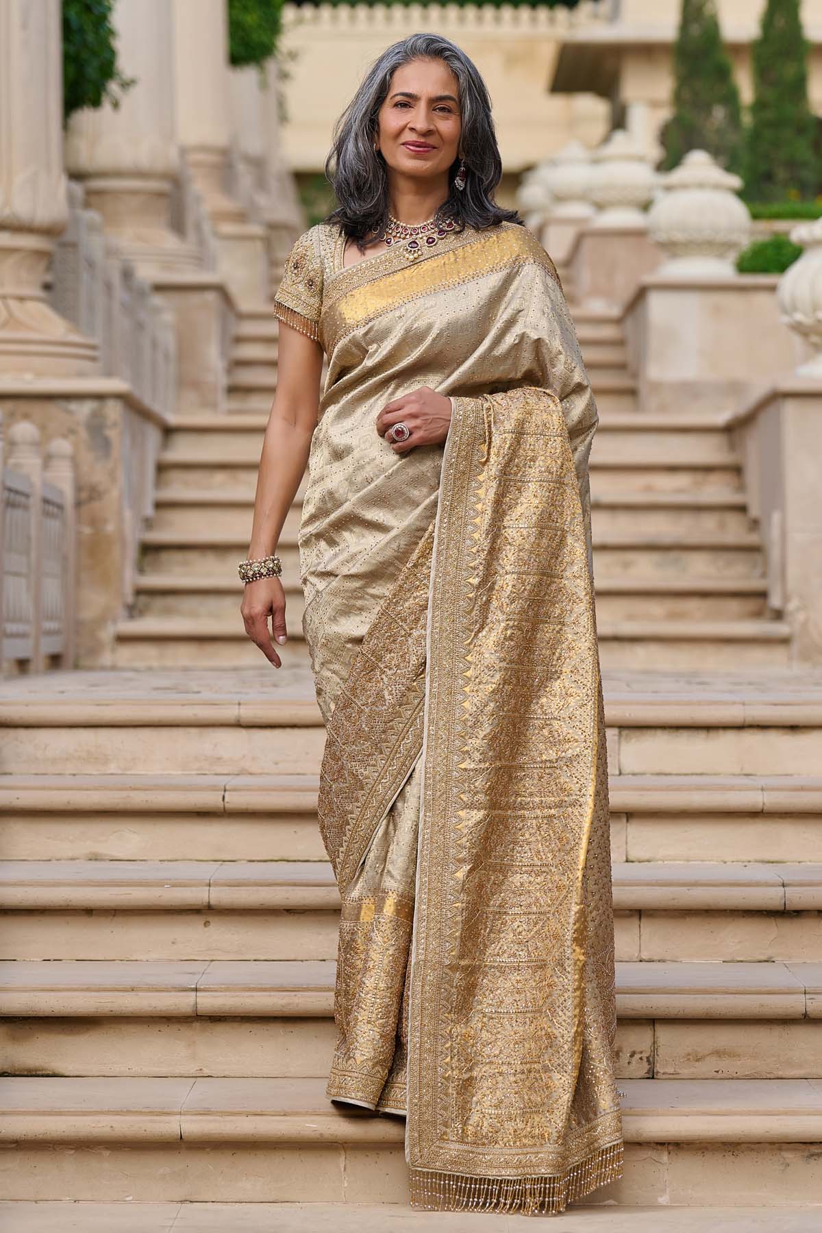 Tarun Tahiliani Marori Embroidered Kanjivaram Saree indian designer wear online shopping melange singapore 
