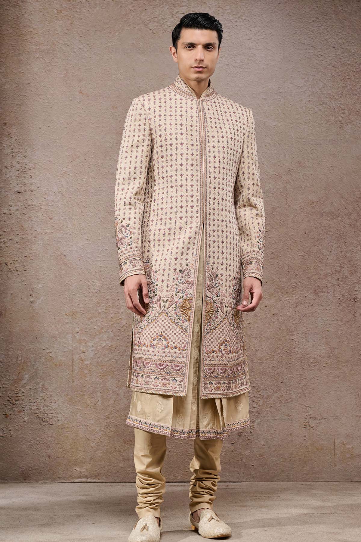 Tarun Tahiliani Menswear All-Over Thread Embroidered Groom Sherwani Set indian designer wear online shopping melange singapore 