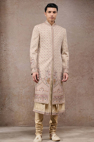 Tarun Tahiliani Menswear All-Over Thread Embroidered Groom Sherwani Set indian designer wear online shopping melange singapore 