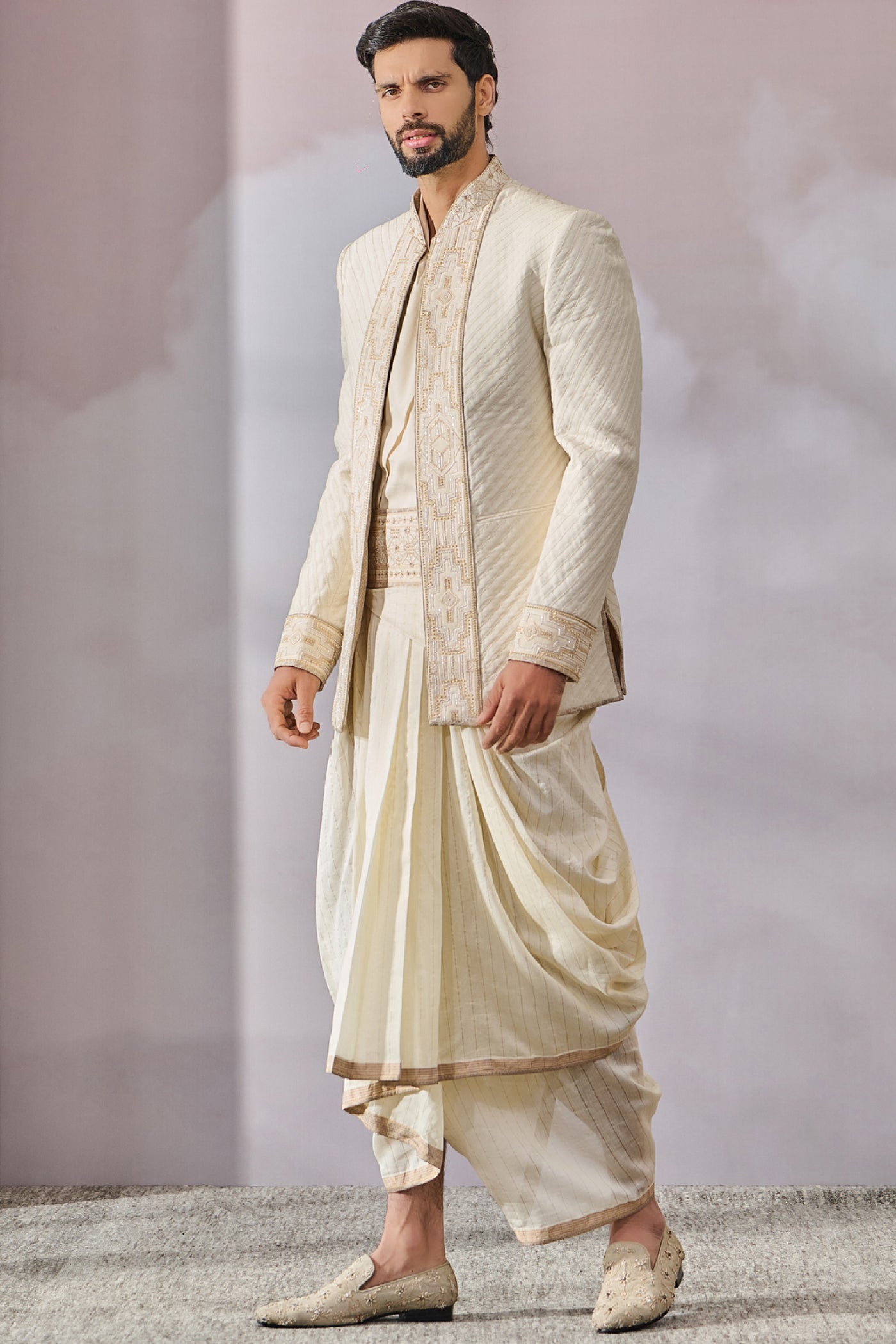 Tarun Tahiliani Menswear Bandgala Shirt Dhoti indian designer wear online shopping melange singapore