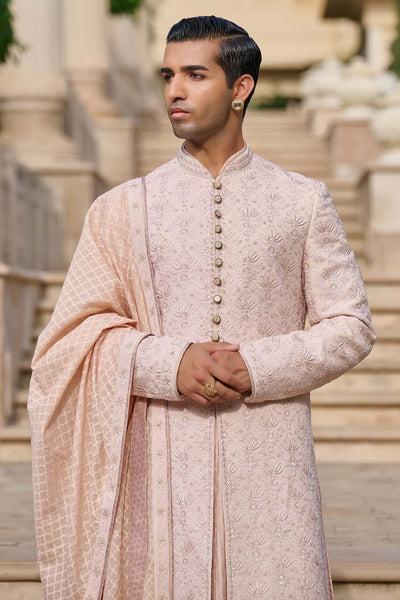 Tarun Tahiliani Menswear Chikankari Sherwani Set with Dhoti indian designer wear online shopping melange singapore 