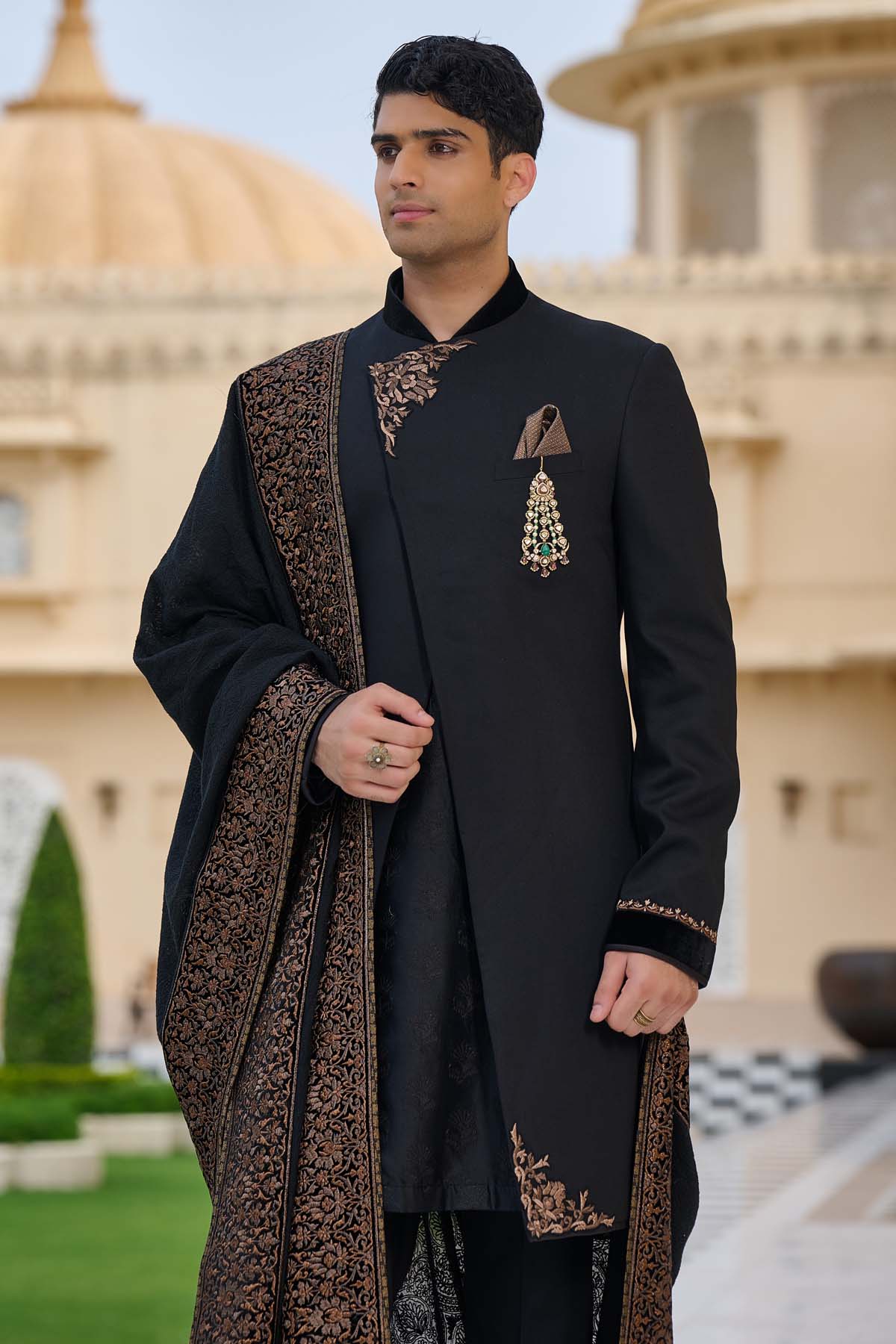 Tarun Tahiliani Menswear Classic Achkan Sherwani Set indian designer wear online shopping melange singapore 
