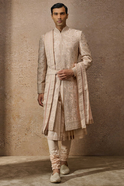 Tarun Tahiliani Menswear Classic Embroidered Sherwani Set indian designer wear online shopping melange singapore